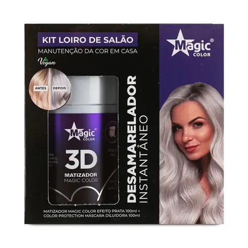 KIT LOIRO DE SALAO MATIZADOR EFEITO PRATA E MASCARA DILUIDORA MAGIC COLOR 100ML