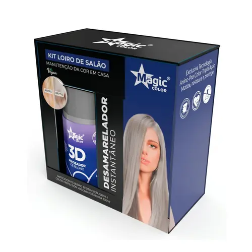 KIT LOIRO DE SALAO MATIZADOR EFEITO CINZA E MASCARA DILUIDORA MAGIC COLOR 100ML