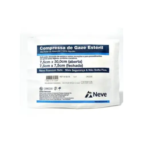 COMPRESSA DE GASE ESTERIL 7,5CM X 30CM 11FIOS COM 10 UNIDADES NEVE
