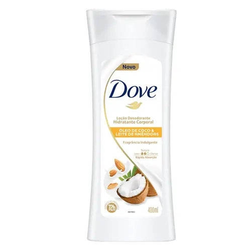 LOÇAO DESOSORANTE E HIDRATANTE COCO E AMENDOA DOVE 400ML
