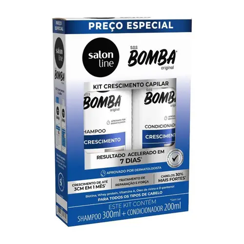 KIT SHAMPOO E CONDICIONADOR SOS BOMBA ORIGINAL SALON LINE 300ML E 200ML