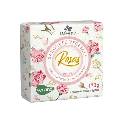 SABONETE VEGETAL VEGANO ROSAS DAVENE 170G