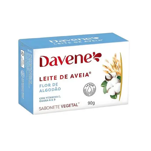 SABONETE VEGETAL LEITE DE AVEIA E FLOR DE ALGODÃO DAVENE 90G