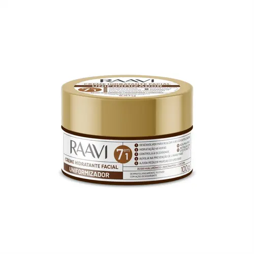 CREME HIDRATANTE FACIAL UNIFORMIZADOR RAAVI 100G