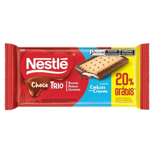 BARRA CHOCOTRIO COOKIES E CREAM NESTLE 90G