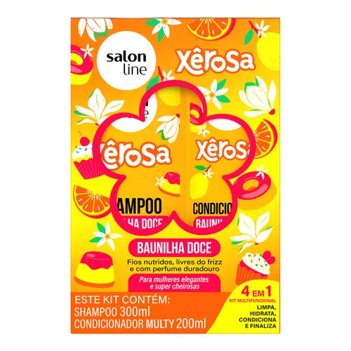 KIT SHAMPOO E CONDICIONADOR BAUNILHA DOCE XÊROSA SALON LINE 300ML E 200ML