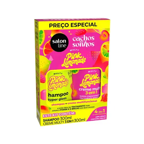 KIT SHAMPOO E CREME PINK LEMONADE SALON LINE 300ML