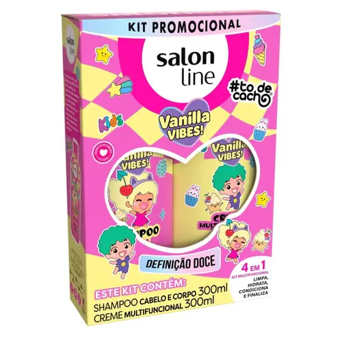 KIT SHAMPOO E CREME VANILLA VIBES DEFINIÇÃO DOCE SALON LINE 300ML
