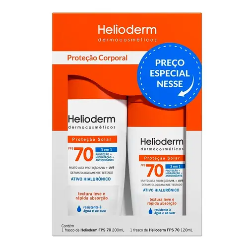 KIT PROTETOR SOLAR 70 FPS HELIODERM 200ML E 120ML