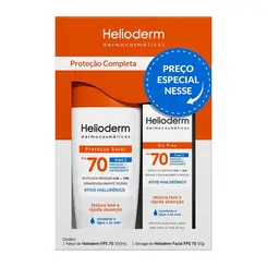 KIT PROTETOR SOLAR CORPORAL E PROTETOR SOLAR FACIAL 70 FPS HELIODERM 200ML E 50G
