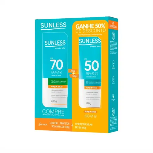 KIT PROTETOR SOLAR 70FPS E 50FPS SUNLESS 200G E 120G