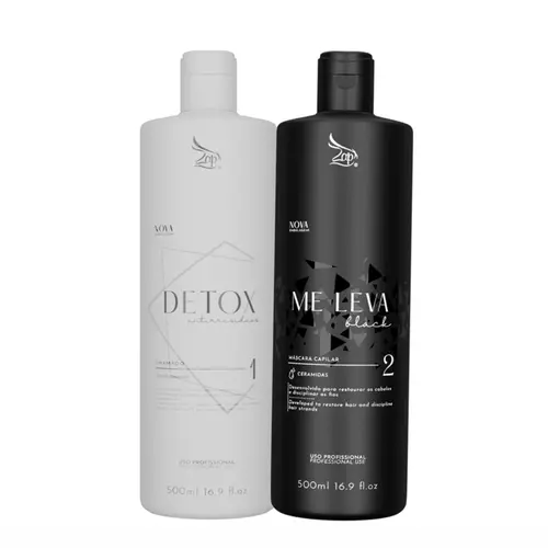 KIT SHAMPOO DETOX E MASCARA CAPILAR ME LEVA PROGRESSIVA ZAP 500ML