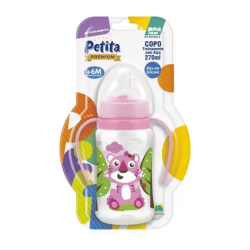COPO TREINAMENTO COM ALÇA ROSA CRISTAL PETITA 270ML 6105