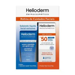 KIT SABONETE LIQUIDO FACIAL E PROTETOR SOLAR FACIAL 50 FPS HELIODERM 50ML E 50G
