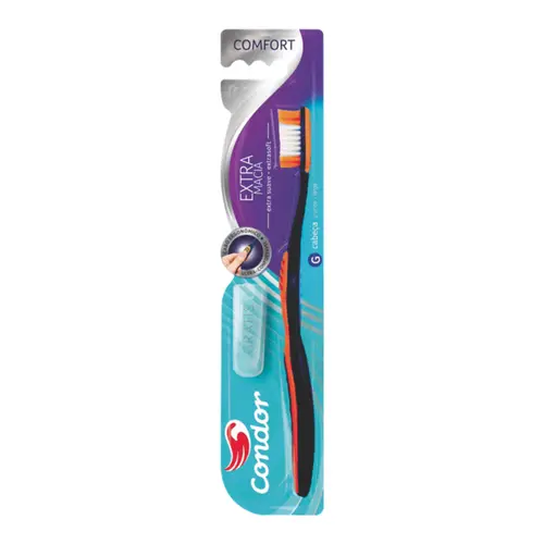 ESCOVA DE DENTE COM CAPA PROTETORA EXTRA MACIA COM 1 UNIDADE COMFORT CONDOR REF-3267
