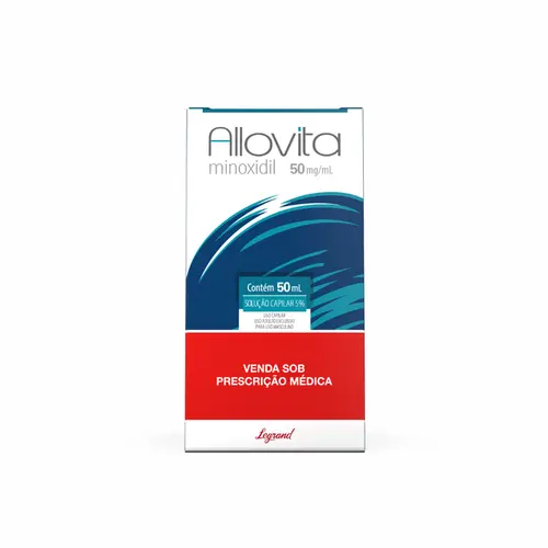 SOLUCAO CAPILAR 5% MINOXIDIL 50MG/ML COM 3 FRASCOS ALLOVITA 50ML