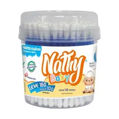 HASTES FLEXIVEIS COM ALGODAO POTE COM 150 UNIDADES BABY NATHY