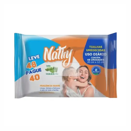 TOALHAS UMEDECIDAS COM 48 UNIDADES NATHY