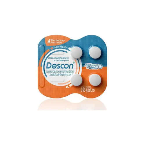 DESCON 12MG + 15MG CARTELA COM 4 COMPRIMIDOS