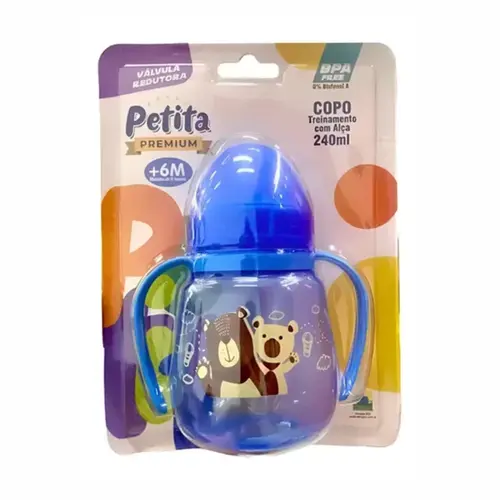COPO TREINAMENTO COM ALÇA AZUL PETITA 240ML REF-6107