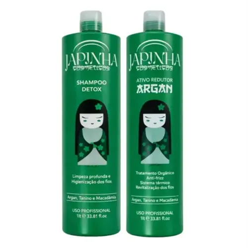 KIT SHAMPOO DETOX E ATIVO REDUTOR ARGAN JAPINHA 1L