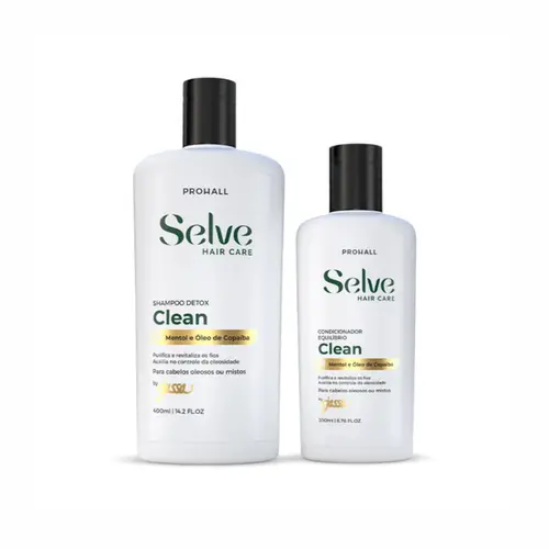 KIT SHAMPOO E CONDICIONADOR CLEAN SELVE HAIR CARE PROHALL 400ML E 200ML