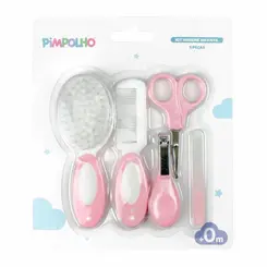 KIT HIGIENE INFANTIL COM 5 PECAS ROSA PIMPOLHO
