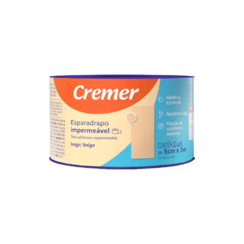ESPARADRAPO IMPERMEAVEL BEGE COM 1 UNIDADE 5CM X 3M CREMER