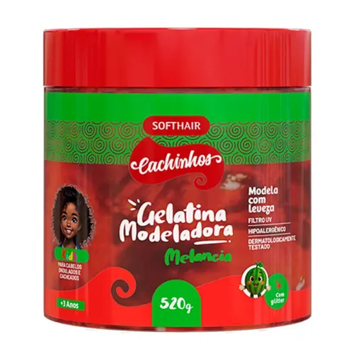 GELATINA MODELADORA MELANCIA COM GLITTER CACHINHOS SOFT HAIR 520G