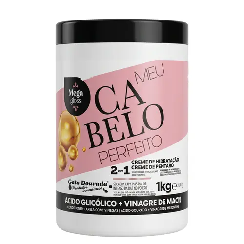 CREME MEU CABELO PERFEITO 2 EM 1 ACIDO GLICOLICO GOTA DOURADA 1KG