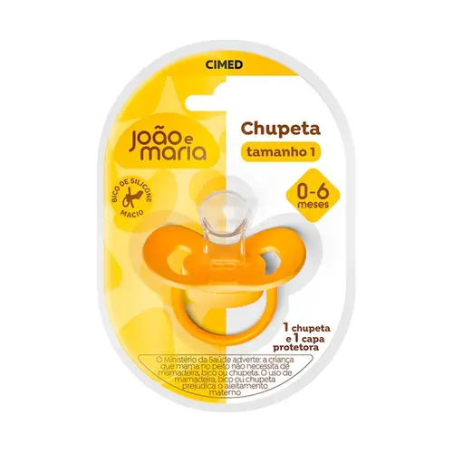 CHUPETA TAMANHO 1 AMARELA BICO SILICONE JOAO E MARIA CIMED
