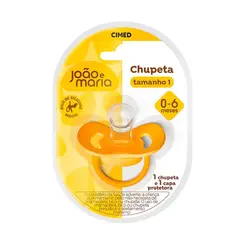 CHUPETA TAMANHO 1 AMARELA BICO SILICONE JOAO E MARIA CIMED
