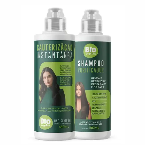 KIT SHAMPOO E CAUTERIZAÇÃO INSTANTANEA BIOVEGETAIS 360ML