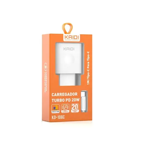 CARREGADOR TURBO TIPO C 20W KD108C KAIDI