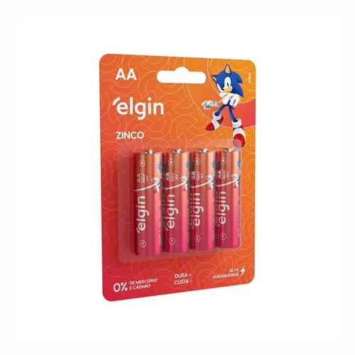 PILHA ZINCO AA ELGIN COM 4 UNIDADES