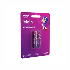 PILHA RECARREGAVEL AAA 900MAH ELGIN COM 2 UNIDADES