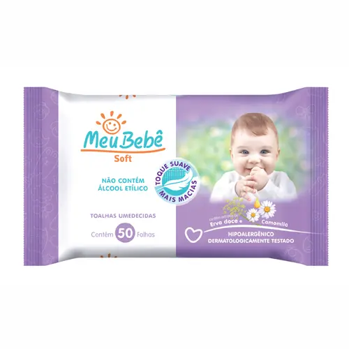 TOALHA UMEDECIDA SOFT COM 50 UNIDADES MEU BEBE