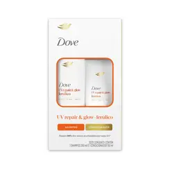 KIT SHAMPOO E CONDICIONADOR UV REPAIR & GLOW DOVE 350ML E 150ML