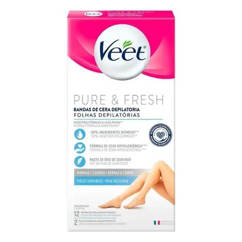 FOLHA DEPILATORIA PELE DELICADA COM 12 UNIDADES PURE & FRESH VEET