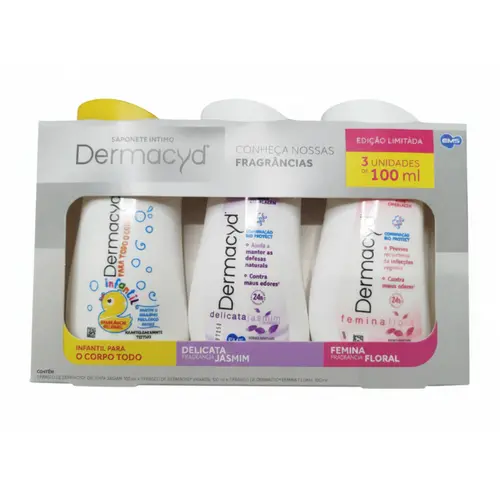 KIT SABONETE INTIMO COM 3 UNIDADES DERMACYD 100ML