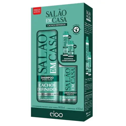 KIT SHAMPOO CONDICIONADOR CACHOS DEFINIDOS EICO 800ML E 450ML