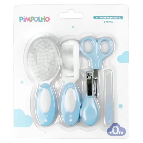 KIT HIGIENE COM 5 PECAS AZUL PIMPOLHO