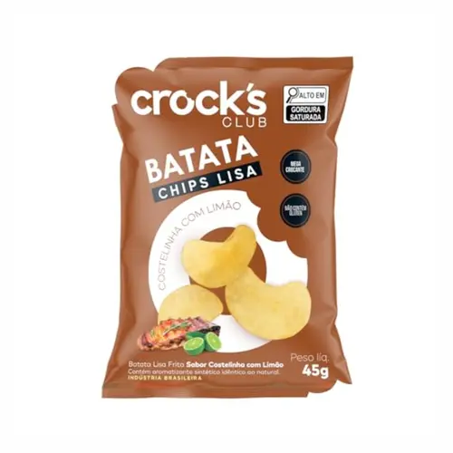BATATA CHIPS LISA COSTELINHA COM LIMAO CROCKS CLUB 45G