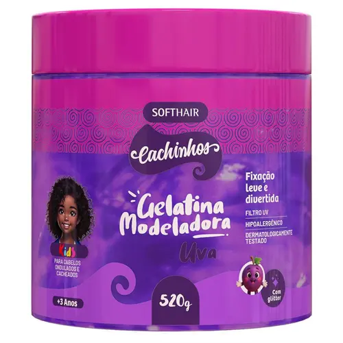 GELATINA MODELADORA UVA COM GLITTER CACHINHOS SOFT HAIR 520G