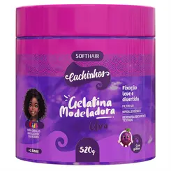 GELATINA MODELADORA UVA COM GLITTER CACHINHOS SOFT HAIR 520G