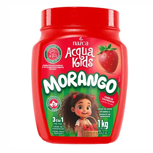 CREME PARA PENTEAR 3 EM 1 MORANGO ACQUA KIDS NAZCA 1KG