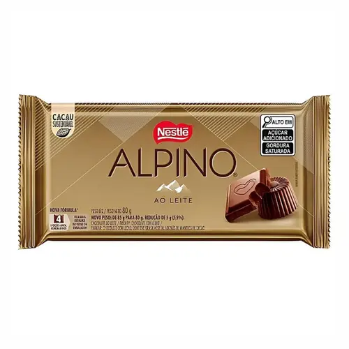 BARRA CHOCOLATE AO LEITE ALPINO NESTLE 80G