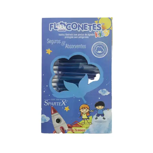 HASTES FLEXIVEIS COM ALGODAO COM 75 UNIDADES KIDS FLOCONETES