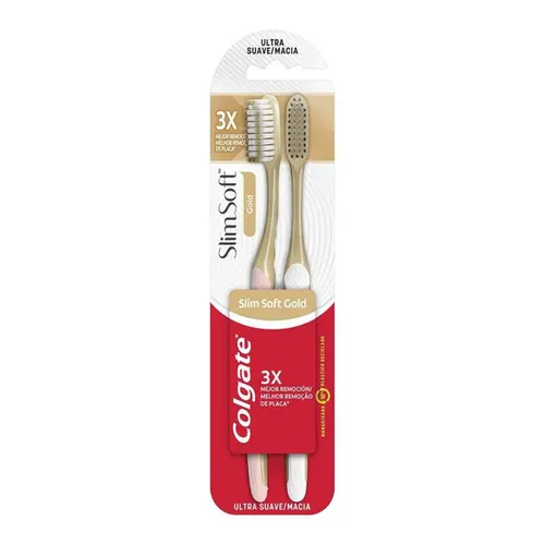 ESCOVA DE DENTE SLIMSOFT GOLD MACIA COM 2 UNIDADE COLGATE