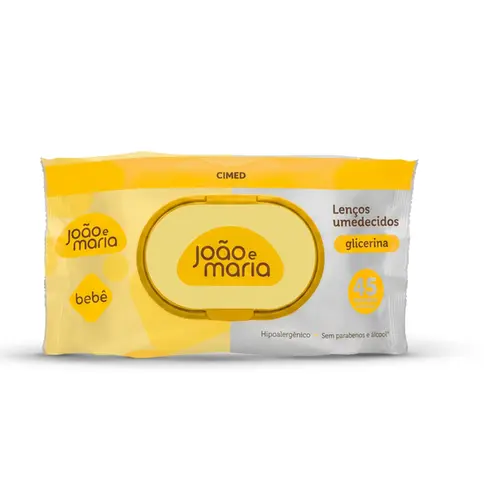 LENCOS UMIDECIDOS GLICERINA COM 45 UNIDADES JOAO E MARIA CIMED